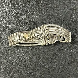 Brighton Retired Etched Link silver Bracelet